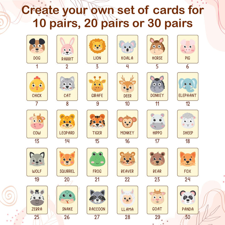 Personalized Wooden Animal Memory Matching Game for Kids Woodemon