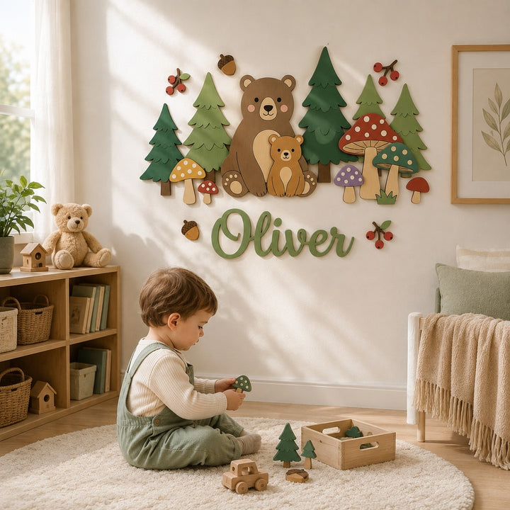 Personalised Wooden Nursery Name Sign – Animal Nursery Name Signs