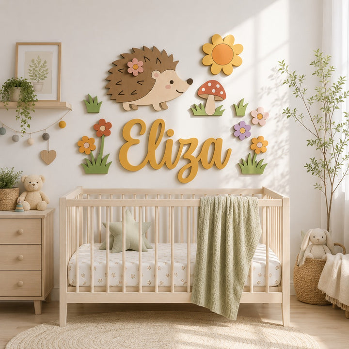 Personalised Wooden Nursery Name Sign – Cute Animal Themes