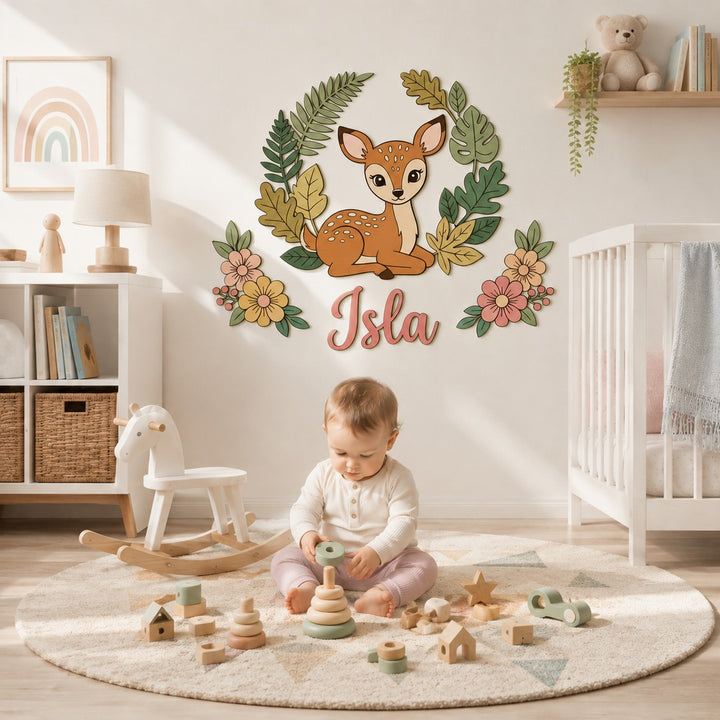 Personalised Wooden Nursery Name Sign – Animal Themes