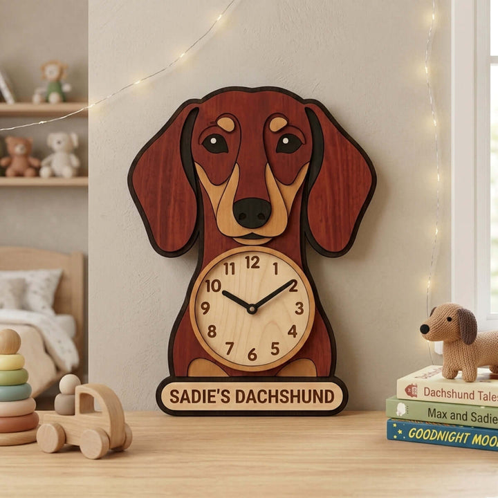 Personalized Animal Wall Clock with Custom Name for Kids Woodemon