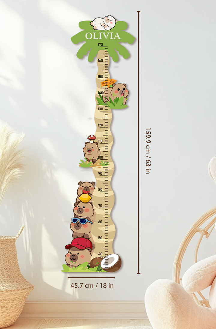Personalised Wooden Coconut Bear Growth Chart