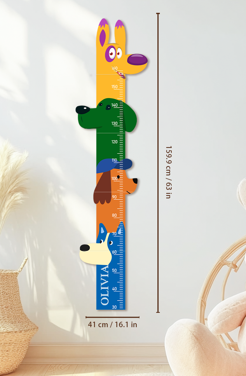 Personalised Wooden Colorful Dog Parade Growth Chart