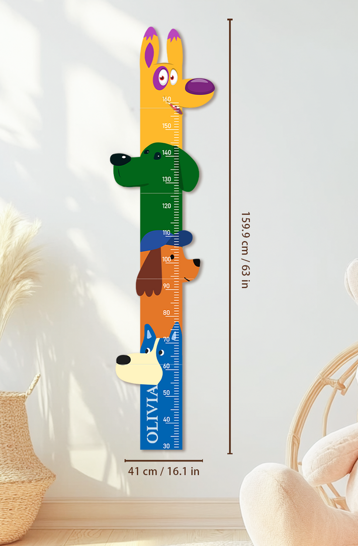 Personalised Wooden Colorful Dog Parade Growth Chart