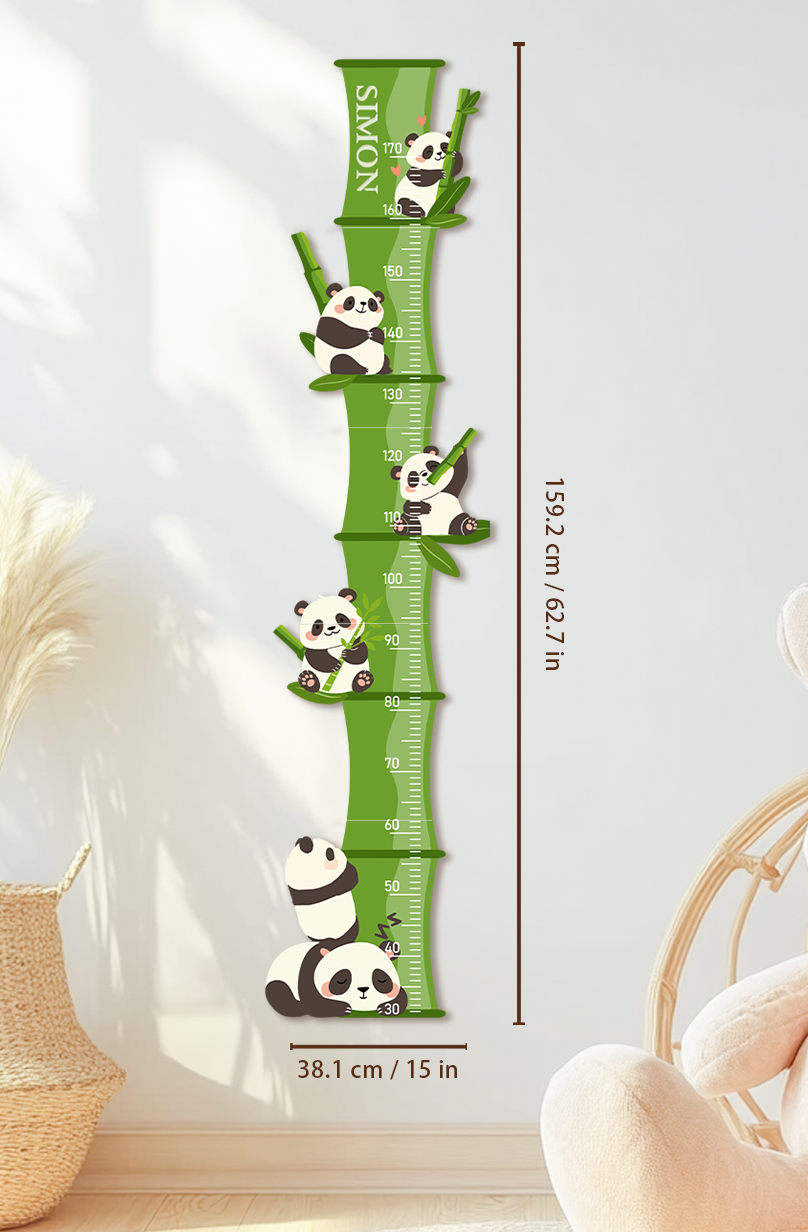 Personalised Wooden Panda Bamboo Growth Chart