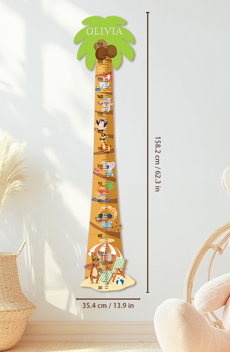 Personalised Wooden Palm Tree Adventure Growth Chart