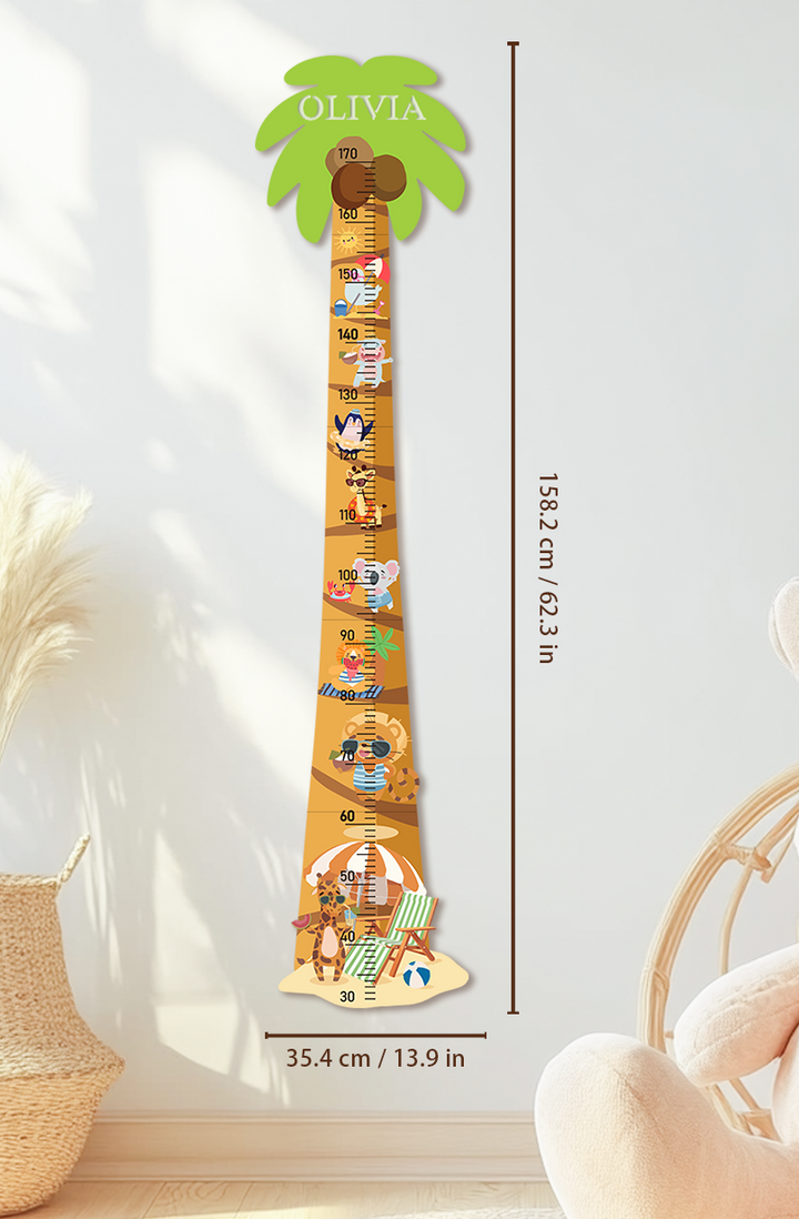 Personalised Wooden Palm Tree Adventure Growth Chart