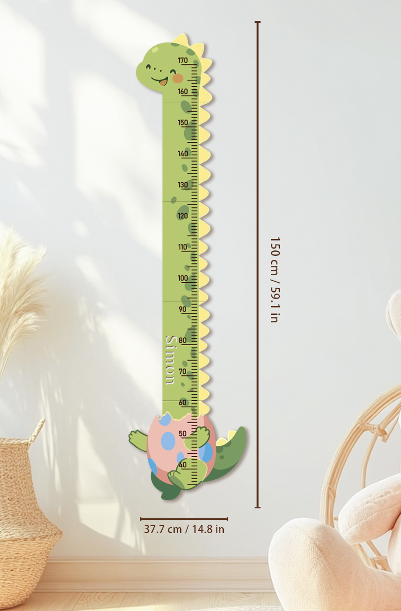 Personalised Wooden Cute Dinosaur Growth Chart for Kids