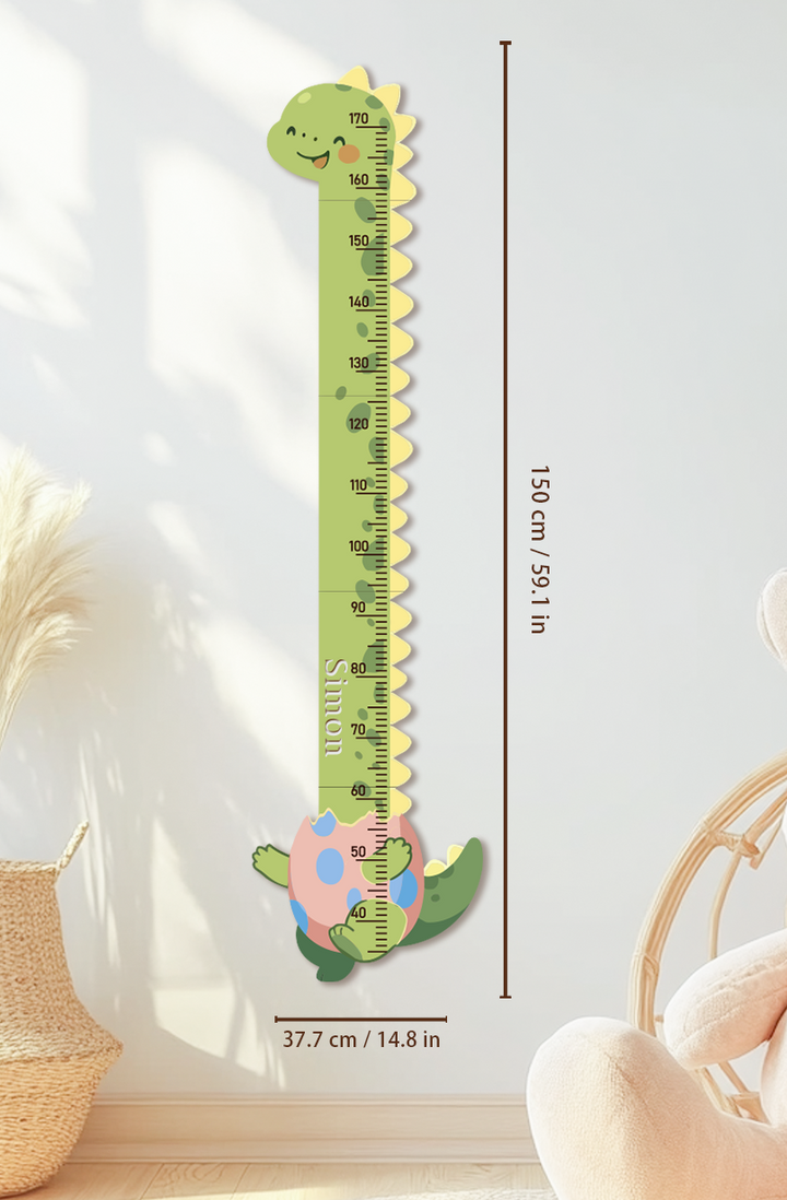 Personalised Wooden Cute Dinosaur Growth Chart for Kids