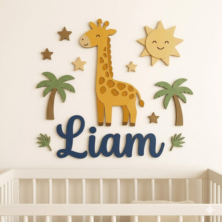 Personalised Wooden Nursery Name Sign – Animal Nursery Name Signs