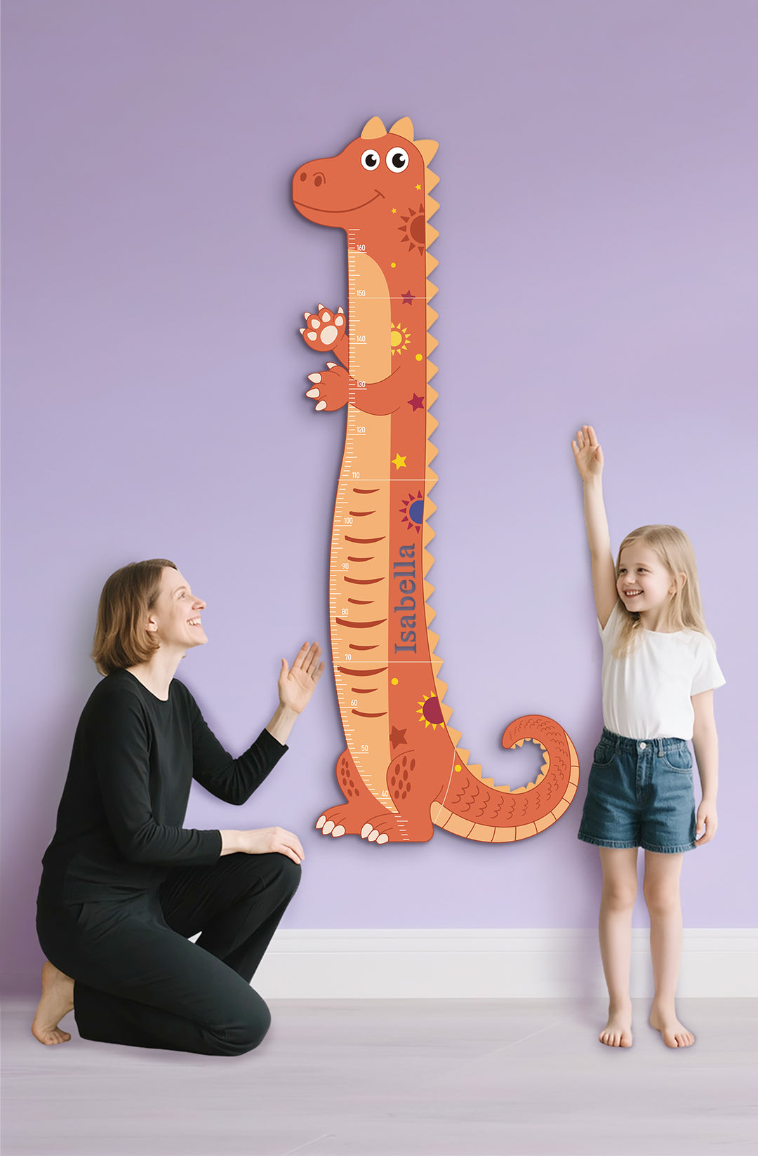 Personalised Wooden Dinosaur Growth Chart for Kids Room