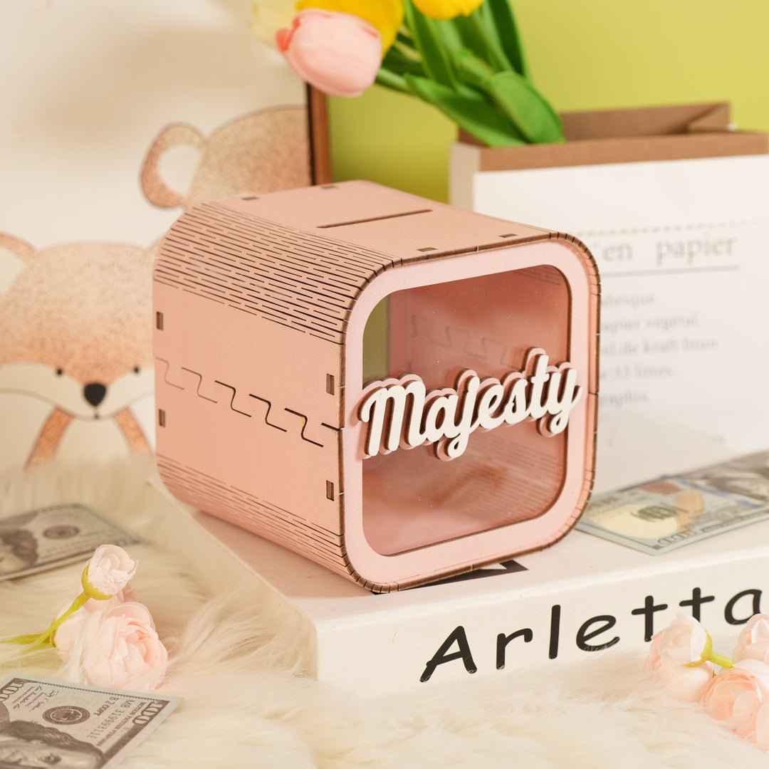 Personalised Wooden Piggy Bank for Kids