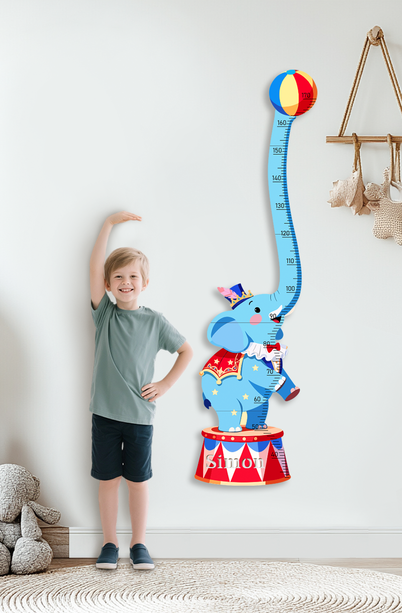 Personalised Wooden Circus Elephant Growth Chart for Kids
