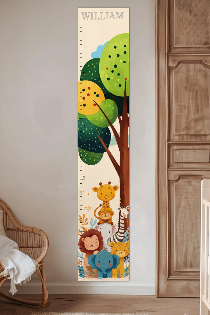 Personalized Wooden Jungle Animal Growth Chart Ruler