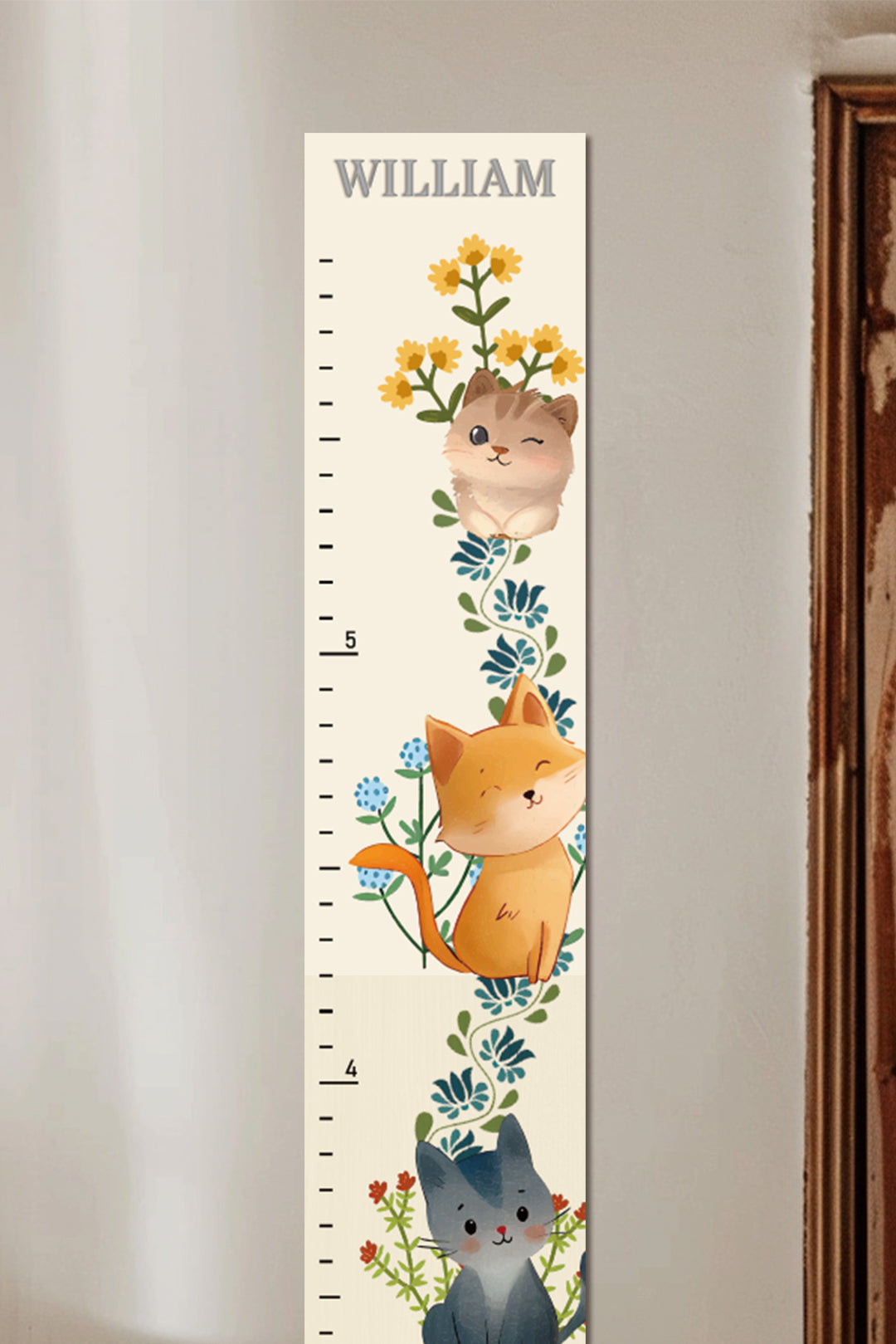 Personalized Wooden Cat Growth Chart Ruler