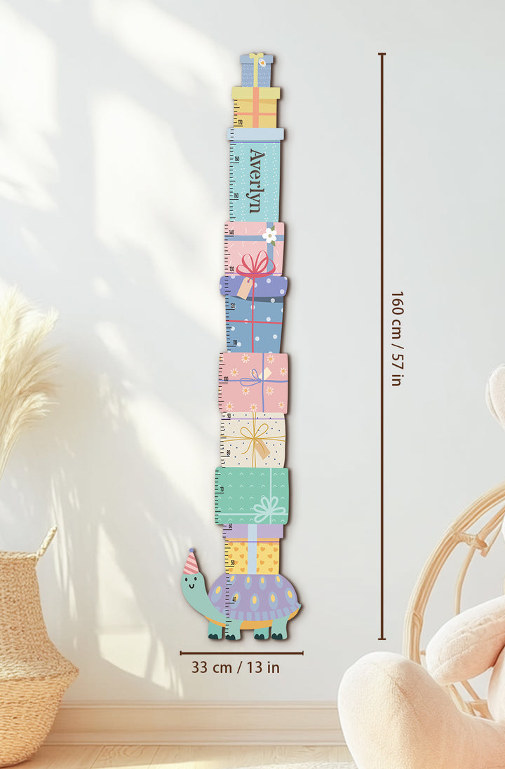 Personalised Wooden Turtle Gift Box Growth Chart for Kids