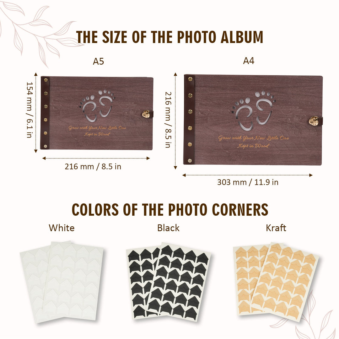 Wooden Baby Photo Album – Footprint Cover