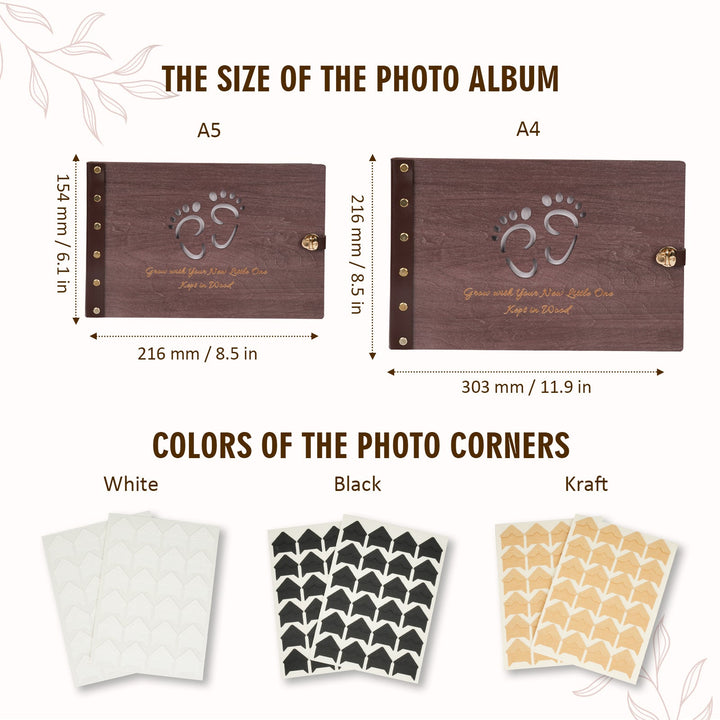 Wooden Baby Photo Album – Footprint Cover