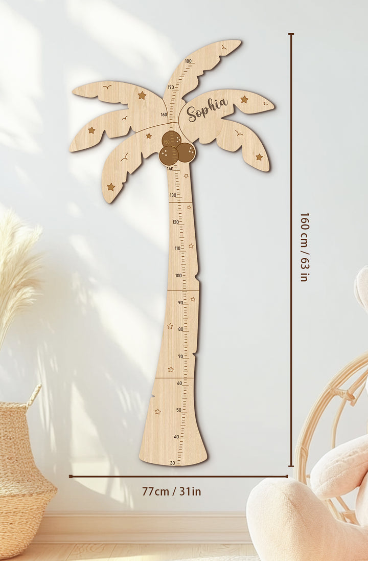 Personalised Wooden Palm Tree Growth Chart for Kids