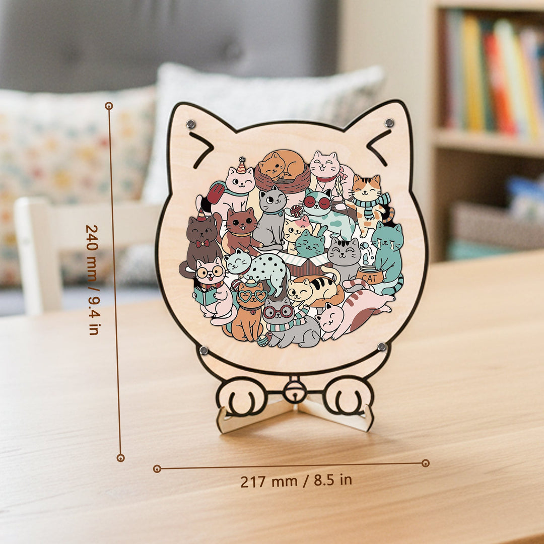 Wooden Kids Jigsaw Puzzle Cat Shaped Montessori Puzzle