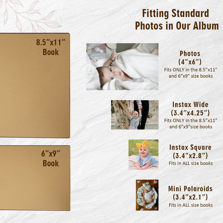 Personalised Baby Photo Album with Name & Birth Date – Wooden Footprint Design