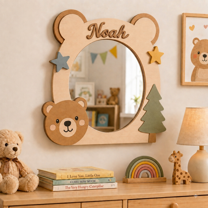 Personalized Animal Nursery Mirror for Baby Woodemon
