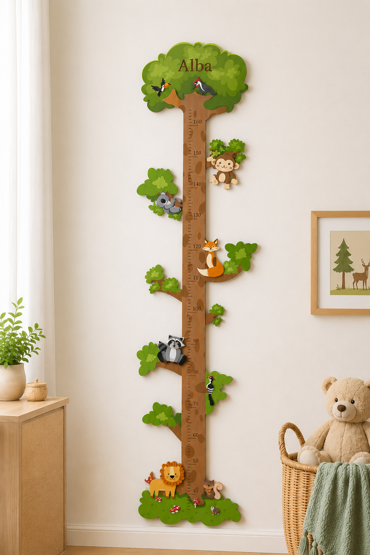 Personalised Wooden Forest Animal Tree Growth Chart