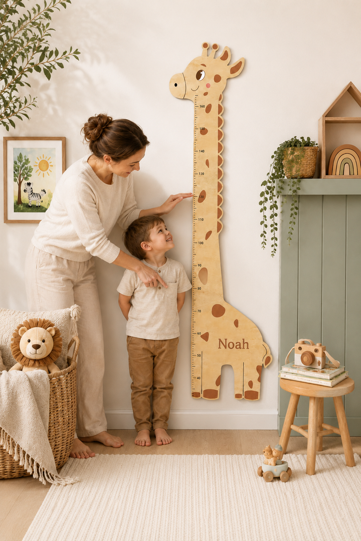 Personalised Wooden Giraffe Height Growth Chart for Kids
