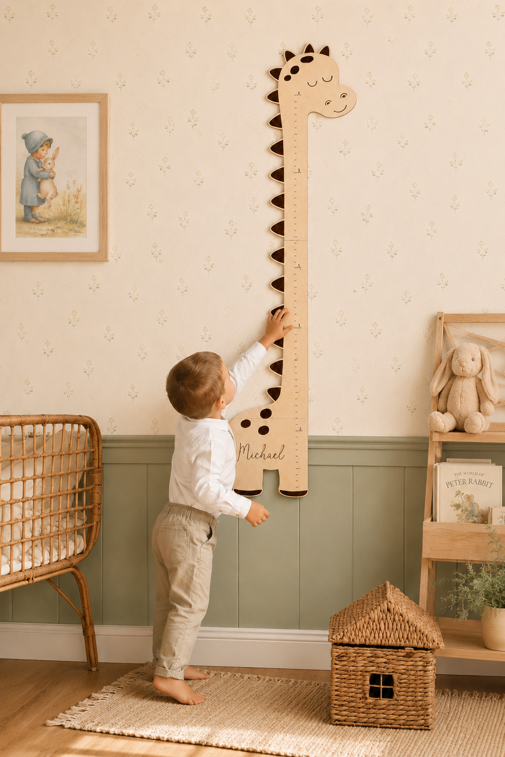 Personalised Wooden Dinosaur Growth Chart Height Ruler
