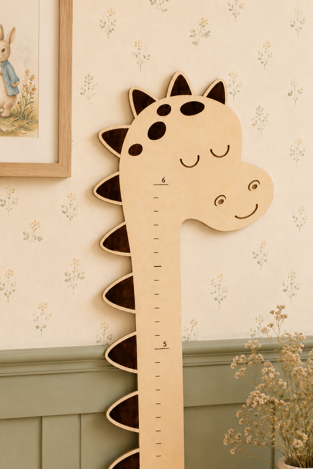 Personalised Wooden Dinosaur Growth Chart Height Ruler