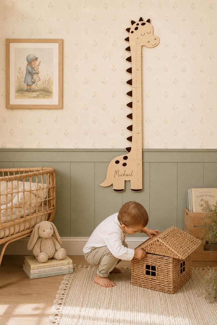Personalised Wooden Dinosaur Growth Chart Height Ruler