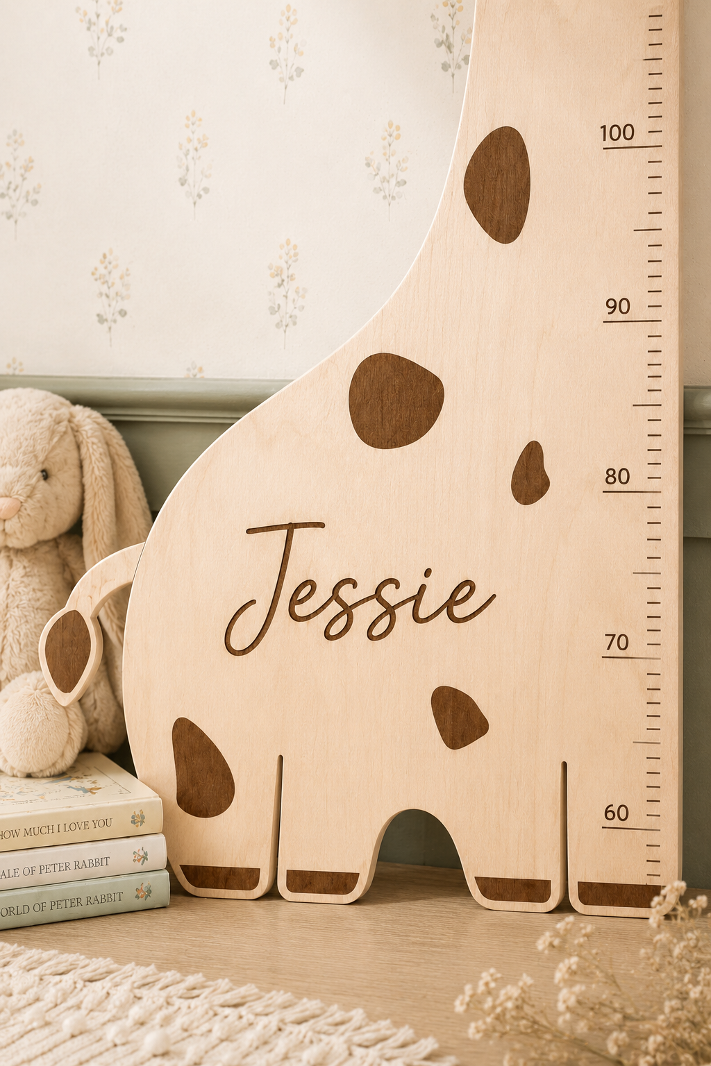 Personalised Wooden Giraffe Growth Chart Height Ruler