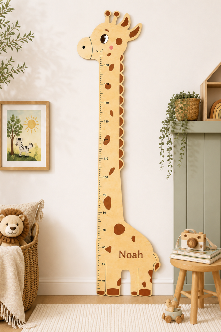 Personalised Wooden Giraffe Height Growth Chart for Kids