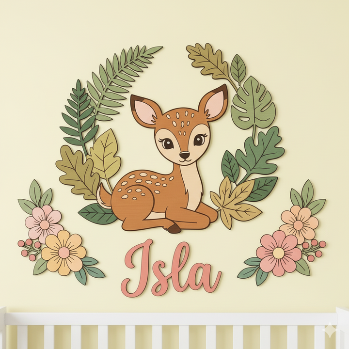 Personalised Wooden Nursery Name Sign – Animal Themes