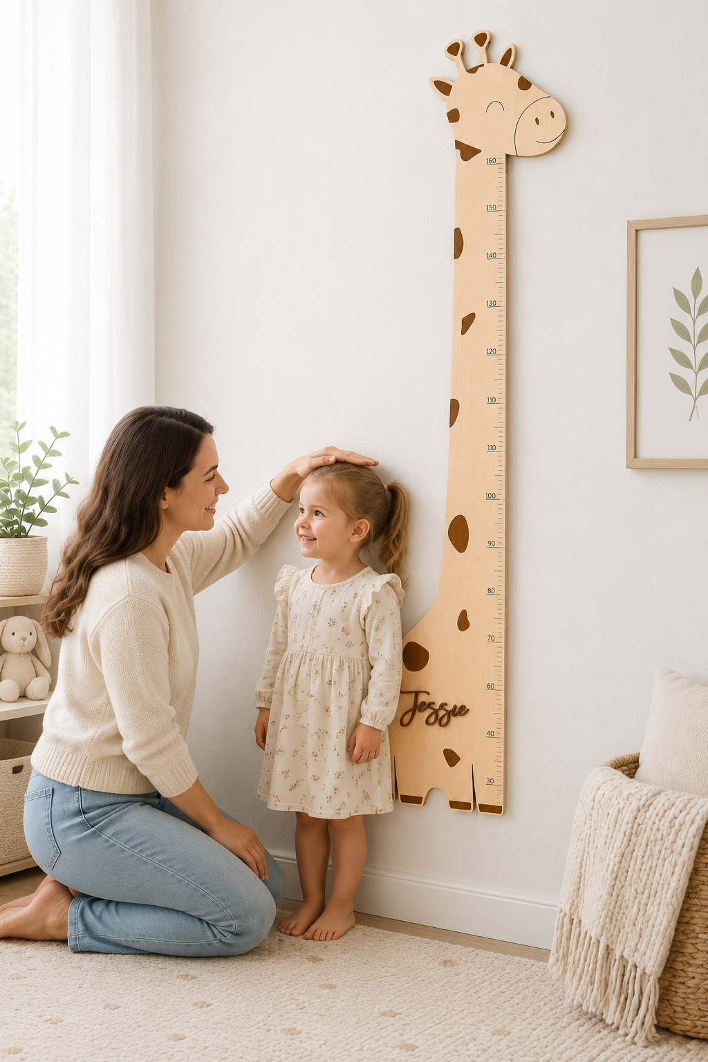Personalised Wooden Giraffe Growth Chart Height Ruler