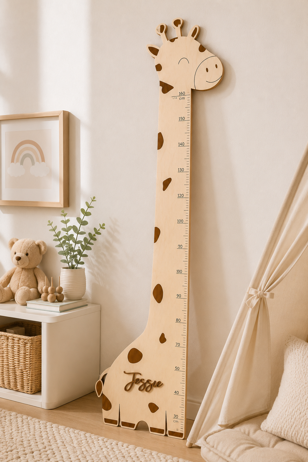 Personalised Wooden Giraffe Growth Chart Height Ruler