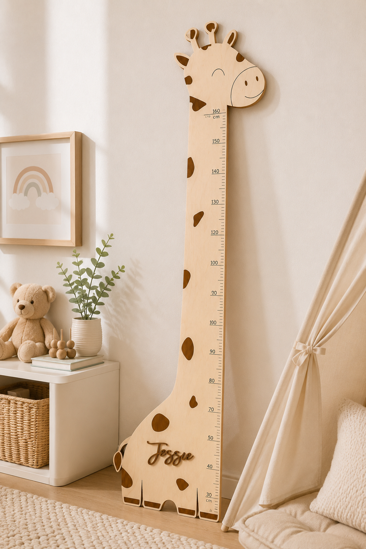 Personalised Wooden Giraffe Growth Chart Height Ruler