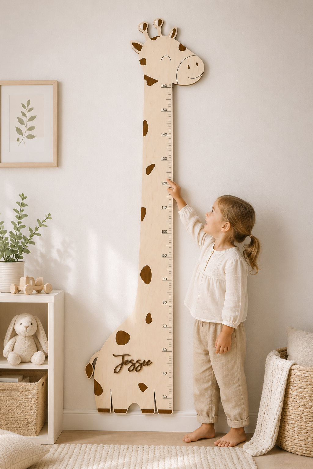 Personalised Wooden Giraffe Growth Chart Height Ruler