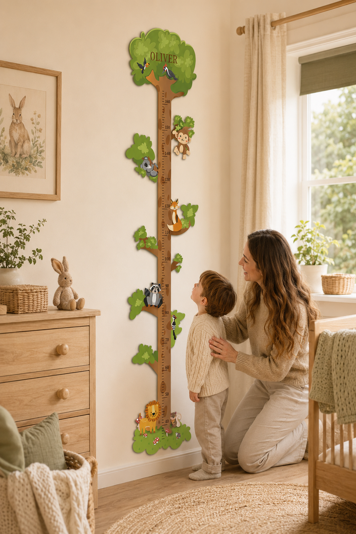 Personalised Wooden Forest Animal Tree Growth Chart