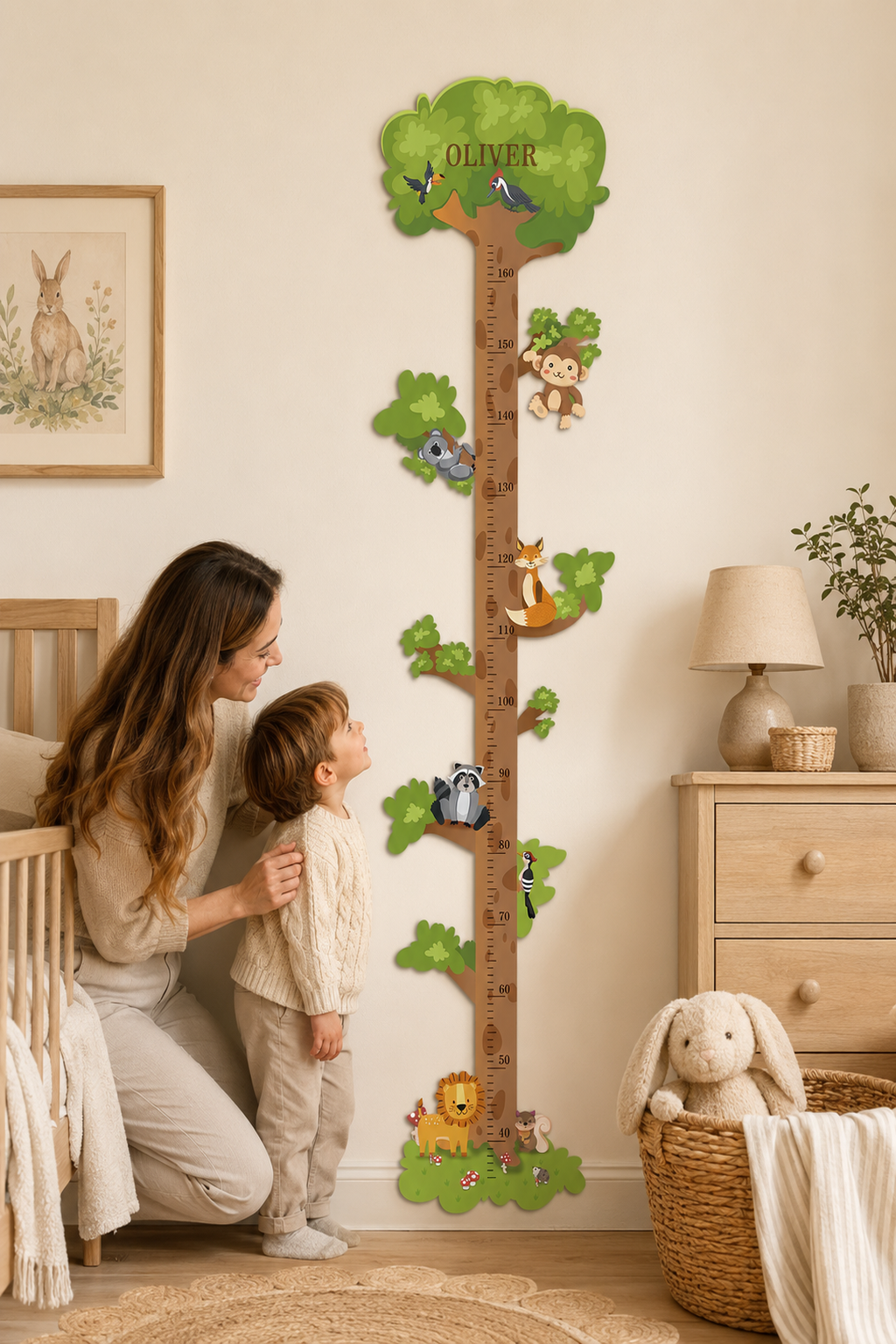 Personalised Wooden Forest Animal Tree Growth Chart