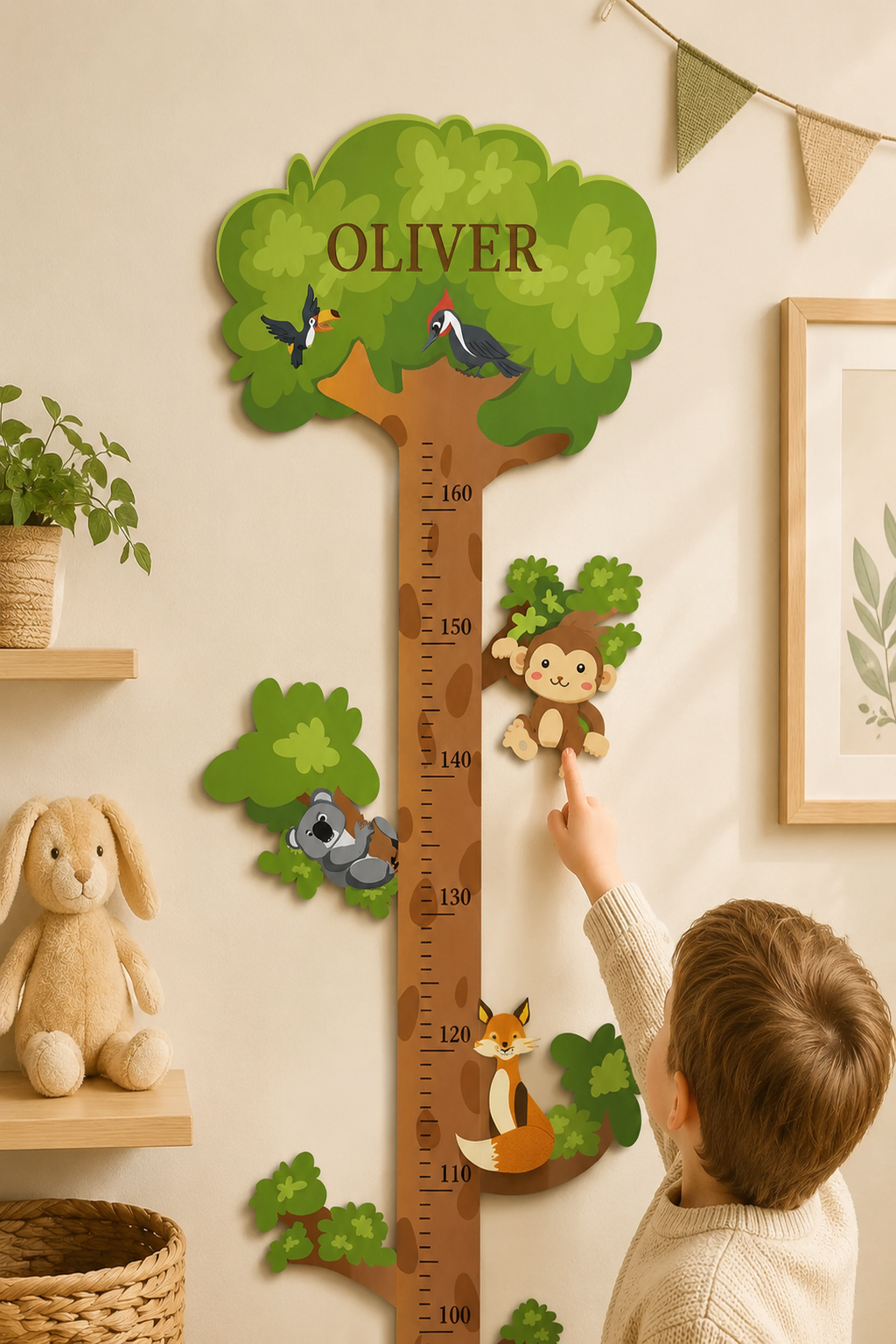 Personalised Wooden Forest Animal Tree Growth Chart