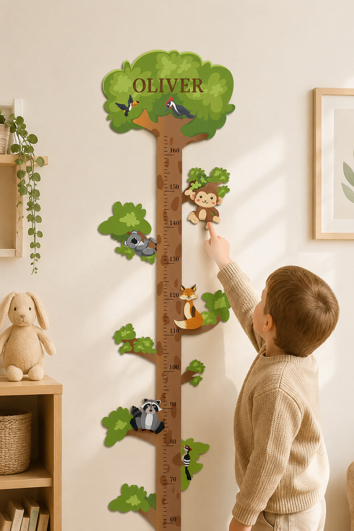 Personalised Wooden Forest Animal Tree Growth Chart