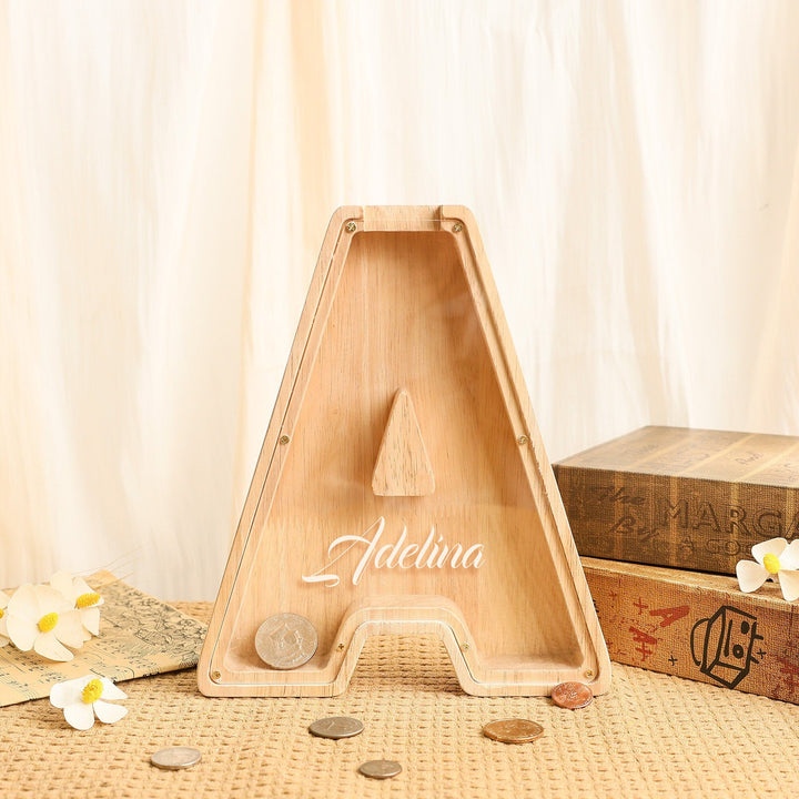 Custom Wooden Letter Piggy Bank For Kids