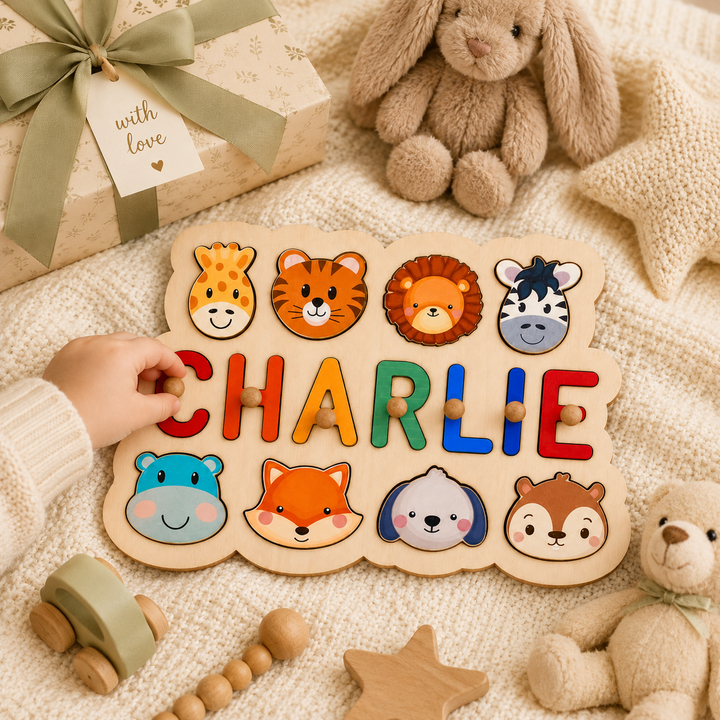 Personalised Wooden Baby Name Puzzle - Outlines