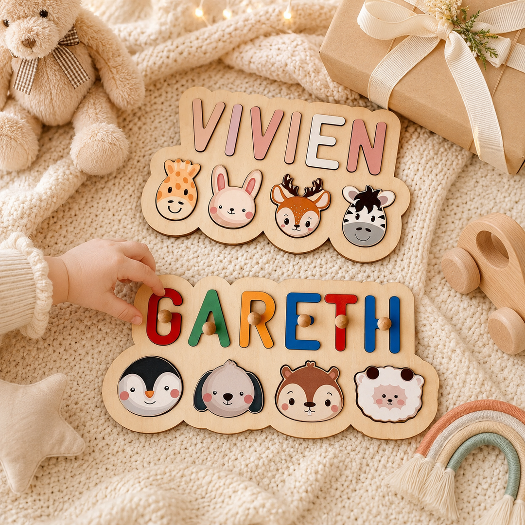 Personalised Wooden Baby Name Puzzle - Outlines
