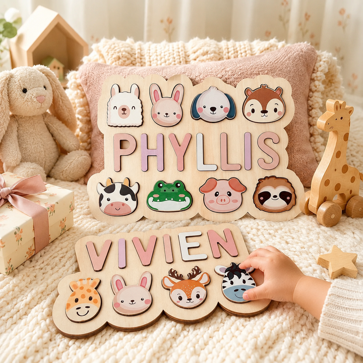 Personalised Wooden Baby Name Puzzle - Outlines