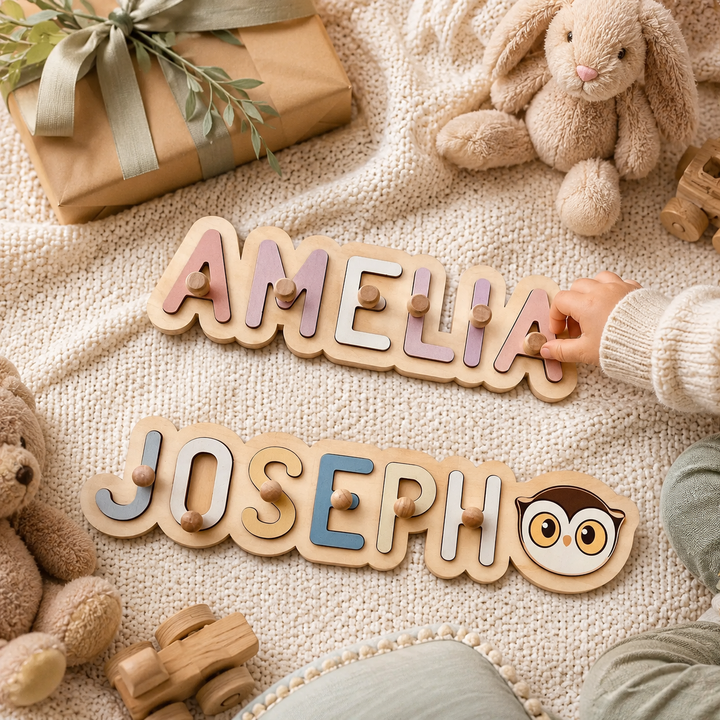 Personalised Wooden Baby Name Puzzle - Outlines