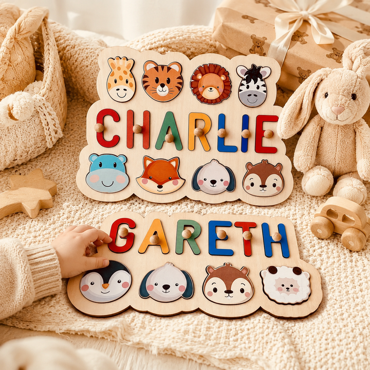 Personalised Wooden Baby Name Puzzle - Outlines
