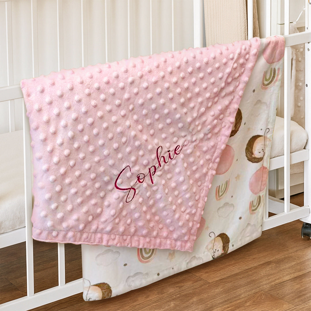 Personalised Baby Minky Dot Blanket with Name