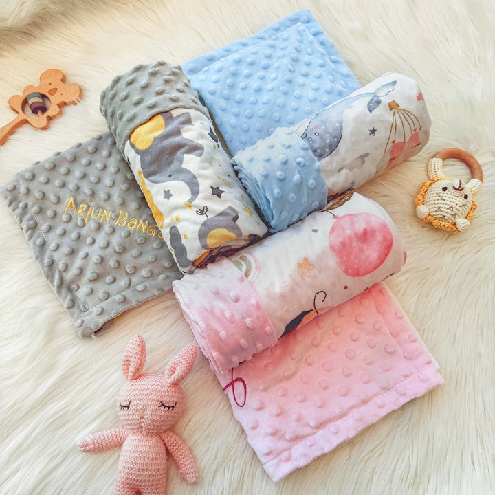 Personalised Baby Minky Dot Blanket with Name